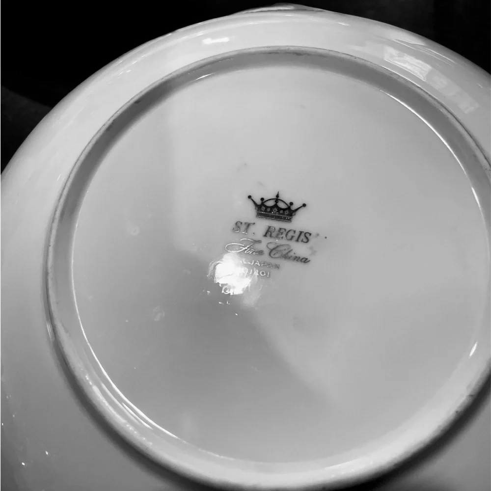 St Regis Fine China Serving Bowl White Floral Silver Trim